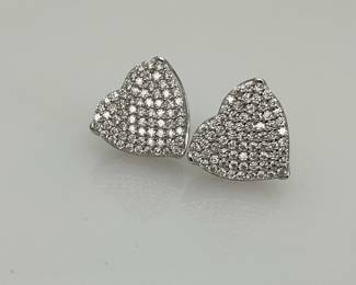 Moissanite Silver Heart Earrings