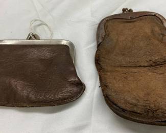 Leather Change Purses with Metal Frames