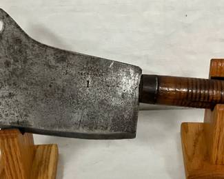 15-Inch Steel Meat Cleaver With Wooden Handle, Marked ‘Mullik Cast Steel’