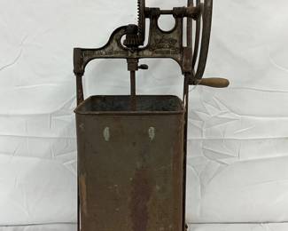 Cast Iron and Metal Hand-Crank Butter Churn, 14×28 1/2 Inches