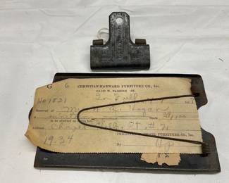 Vintage Metal Bill Clip with Receipt, Chicago Hardware Foundry Co. Marked
