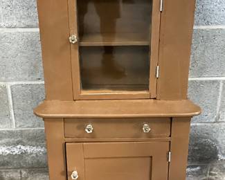 Painted Early Kids Cabinet with Glass Door 