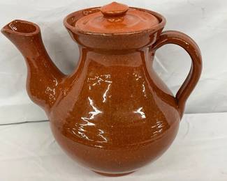 Early ML Owen’s 7-Inch Tall Glazed Redware Teapot
