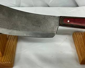12-Inch ‘Old Smoky’ Meat Cleaver with Textured Steel Blade and Wood Handle