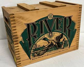 Wooden Ammo Crate Featuring ‘The River’ Ducks Unlimited Mississippi Flyway Edition Branding