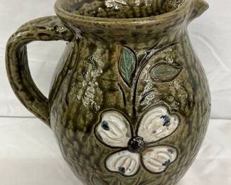 7 1/2 IN. Clearer and Billie Meadows Pottery Pitcher with Dogwood Design