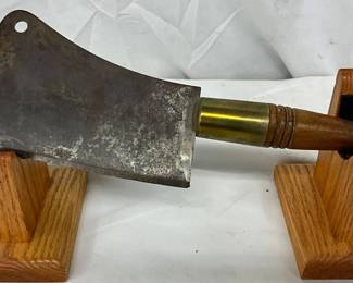 12-Inch Meat Cleaver with Brass Ferrule and Wooden Handle