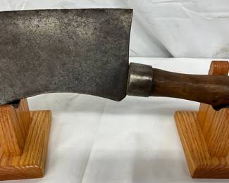 14-Inch Meat Cleaver with Wood Handle and Steel Blade