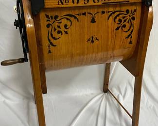 Antique Wood and Cast Iron Hand-Crank Butter Churn, 9-Gallon Capacity