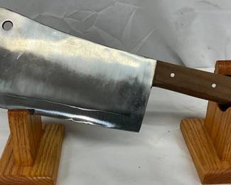 Stainless Steel Cleaver with Wooden Handle, 13 1/2in Total Length