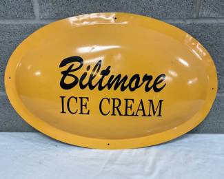 Convex ‘Biltmore Ice Cream’ Replica Metal Sign, 22×14