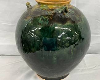 Billy Ray Hussey Handcrafted Pottery Vase with Multi-Tone Glaze, 8 Inches Tall