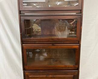 Four-Stack Wooden Barrister Bookcase with Glass Fronts