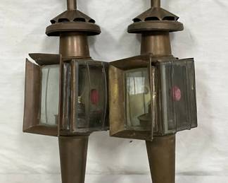 Brass Carriage Lanterns with Glass Panels