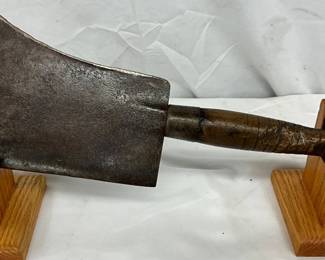Heavy Steel Meat Cleaver with Wooden Handle, 16 1/2 Inches Total Length