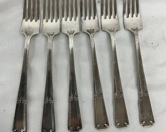 Six 1925 Yourex Lady Frances Silver Plated Forks