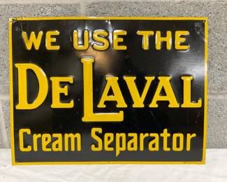 Embossed Metal Advertising Sign for De Laval Cream Separator, 16 x 12 Inches
