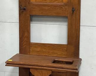 Oak Hall Tree with Mirror, Hat Hooks, and Umbrella Stand