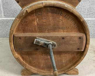 Wooden Barrel-Style Hand-Crank Butter Churn