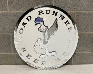 23″ Circular Metal “Road Runner Beer” Sign