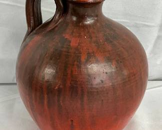 Chrome Red North State Pottery Jug, 5 1/2 Inches Tall