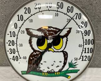 12-Inch Ohio Thermometer Co. Wall Thermometer with Owl Design