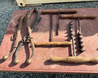 Vintage Hand Tools, Spurs, Chains, and Metalware