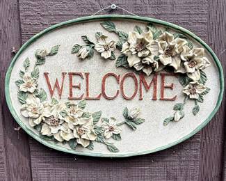 Floral Welcome Oval Plaque