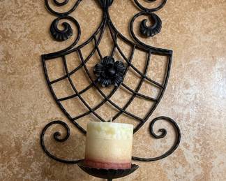 Wrought Iron Fleur-de-lis Scroll Wall Sconce