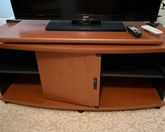 Cherry Wood Veneer Swivel Media Console