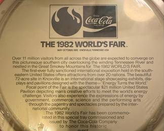 1982 World's Fair Coca-Cola Serving Tray with Tennessee Vacation Savings Certificates