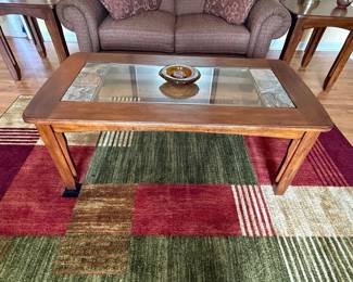 Wood and Slate Tile Coffee Table