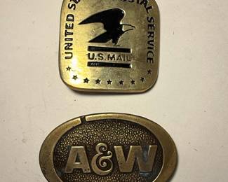 USPS & A&W Solid Brass Belt Buckles