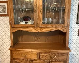 Oak China Cabinet Hutch