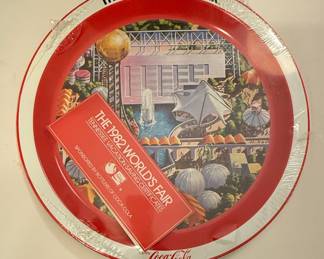1982 World's Fair Coca-Cola Serving Tray with Tennessee Vacation Savings Certificates