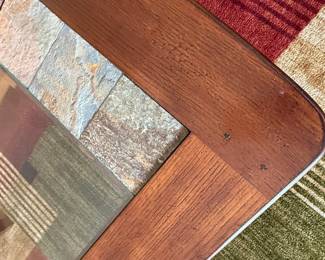 Wood and Slate Tile Coffee Table