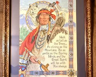 Native American Cross Stitch Art with Thunderbird Charm