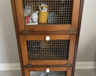 3-Door Wooden Vegetable Bin