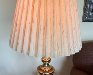 Stiffel Style Brass Table Lamp with Pleated Shade