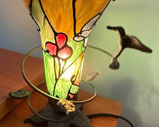 Hummingbird Tiffany Style Stained Glass Accent Lamp