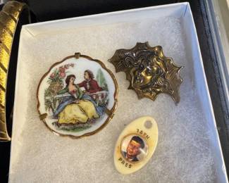 Limoge birch & pitcher. Kennedy press pin 