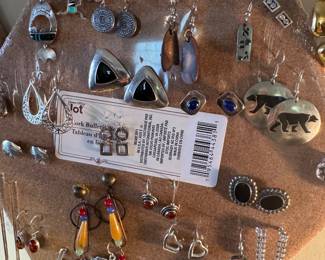 Several pieces of silver w stones earrings 