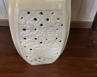 White ceramic garden stool