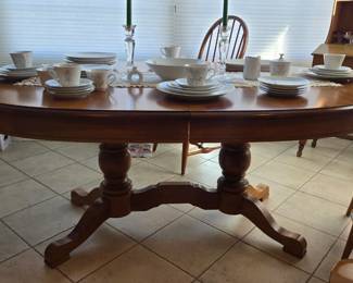 Vintage, solid wood hardrock maple dining table by Tell City
