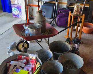 Old galvanized buckets & milk can