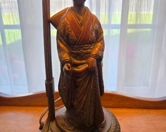 Antique bronze Geisha lamp