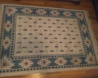 blue white throw rug (3' x 5')