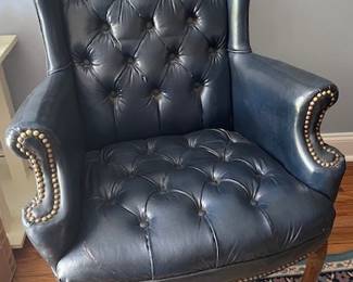blue leather wingback
