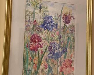 Meredith watercolor of irisies $125