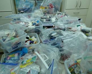 THIS IS WHAT WE ARE SORTING THRU - THE BEFORE  i WILL ADD THE AFTER IT IS AMAZING HOW MUCH WE HAVE - YOU COULD OPEN YOUR OWN STORE.   A GOOD PORTION IS FROM 3 KITTENS.  CHECK BACK